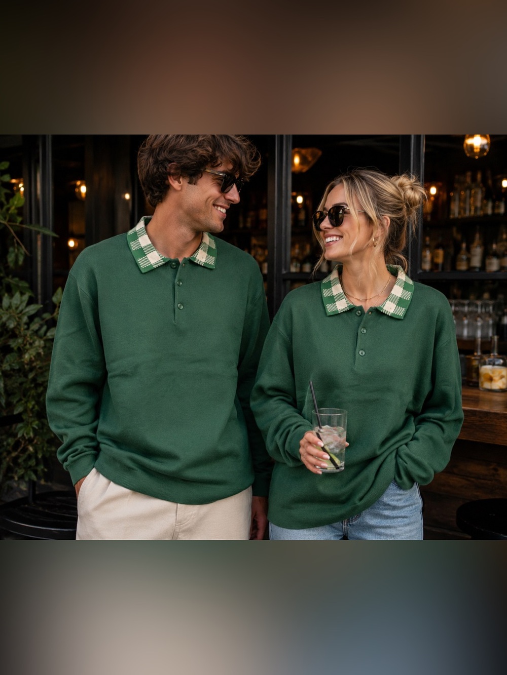 Curations x Ty Mayberry Green Collared Sweater NIP Unisex XL - A8